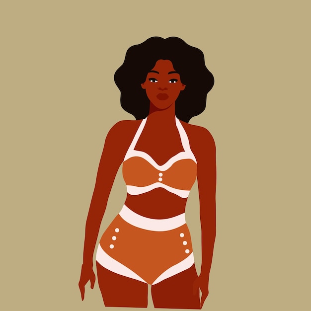 Modern black woman in swimwear art style vector