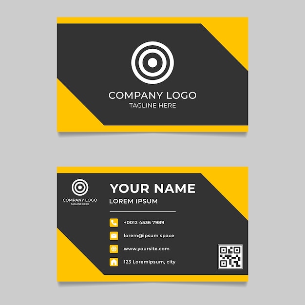 Modern black and yellow business card template