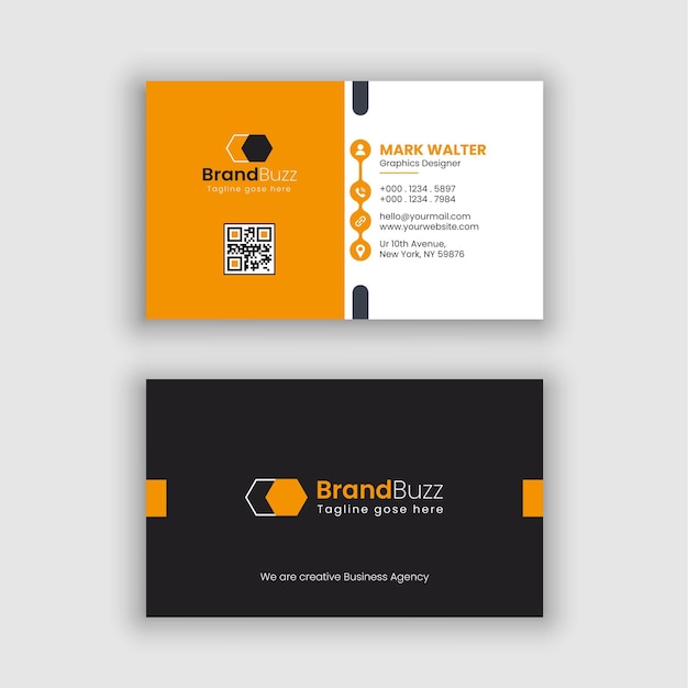 Modern black and yellow corporate professional business card template