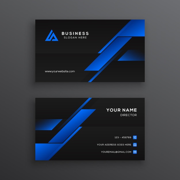 Modern Blue and Black Business Card Template