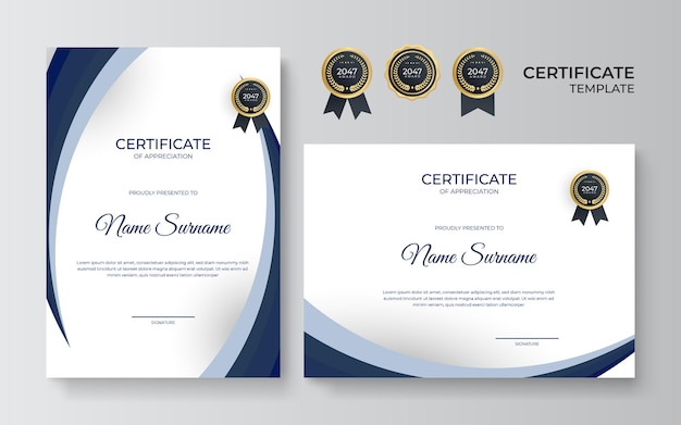 Modern blue certificate template