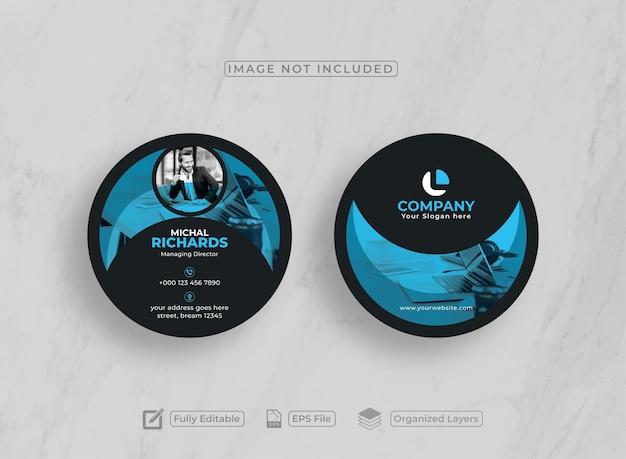 Modern blue circle business card template