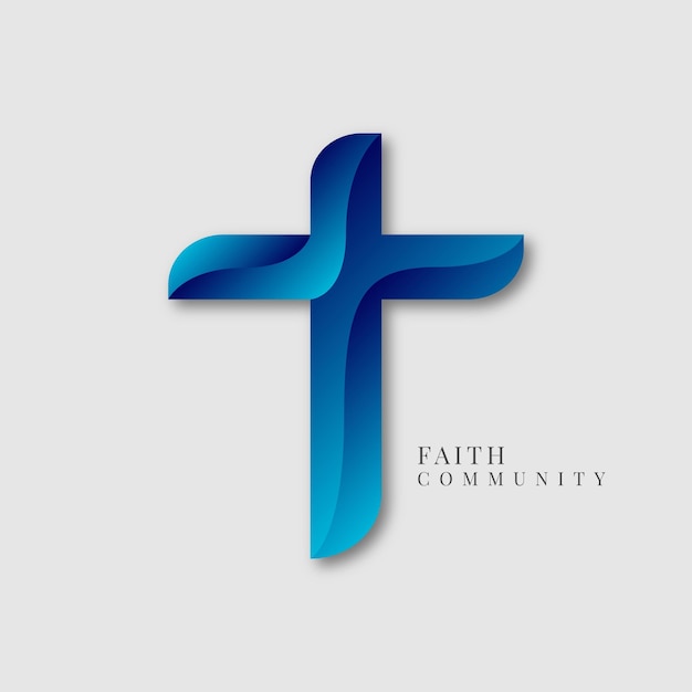 modern blue cross Christianity logo for the faith community