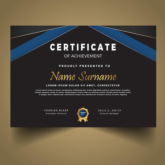 Modern blue diploma template Premium