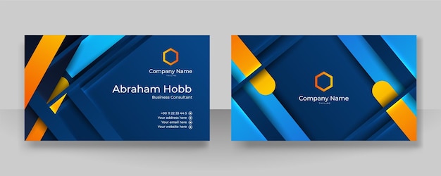 Modern blue orange and white business card design template