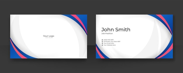 Modern blue pink business card design template