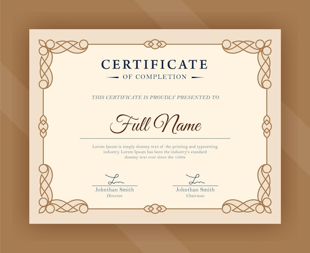 Vector modern blue recognition certificate template