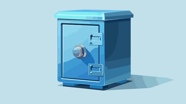 Modern Blue Safe Box on White Background Vector Illustration