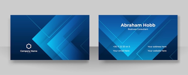 Vector modern blue and white business card design template