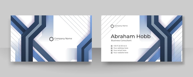 Modern blue and white business card design template