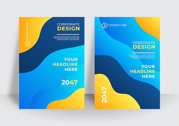 Modern blue yellow cover template background. Colorful booklet brochure abstract cover template. Business cover design template for brochure, report, catalog, magazine or booklet.