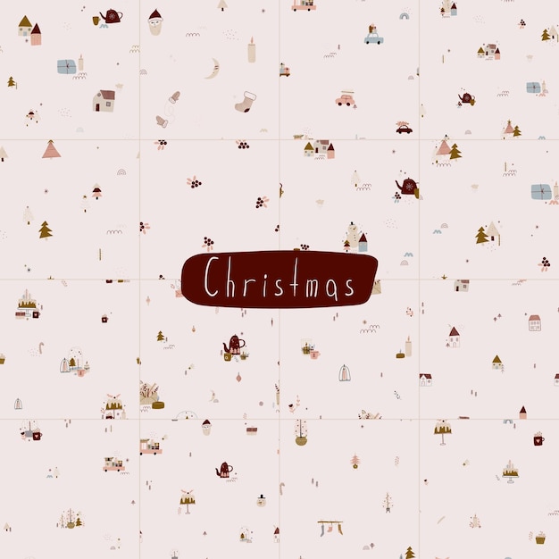 modern boho hygge minimalism merry christmas and new year winter stickers for design