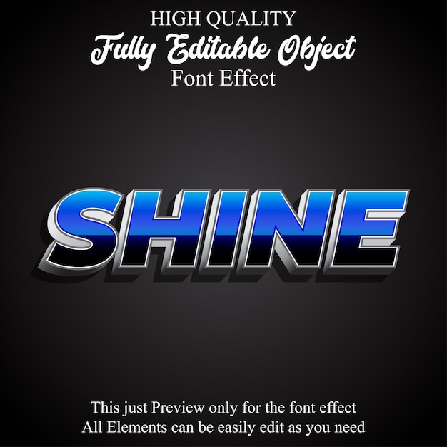 modern bold 3d blue shine text style editable font effect