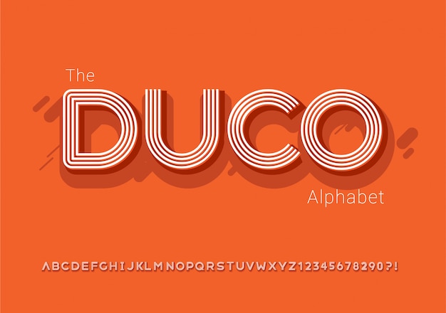   of modern bold font with line retro style and alphabet -  