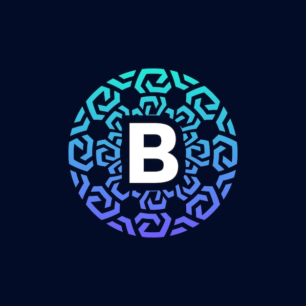 modern and bold initial letter B alphabet circle ornamental emblem logo