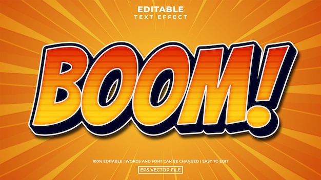 Modern boom editable text effect template, cartoon pop art comic style