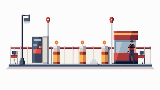 Modern Border Checkpoint Icon in Flat Style