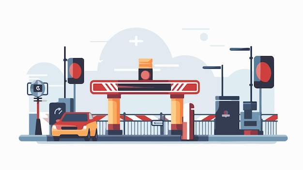 Modern Border Checkpoint Icon in Flat Style