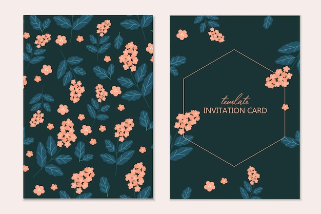 Modern botanical invitation card templates