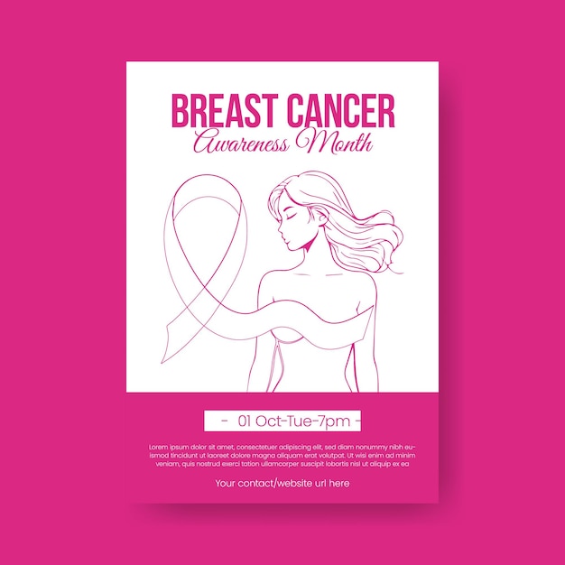 Vector modern breast cancer awareness print flyer or poster template womens feminism flyer poster design