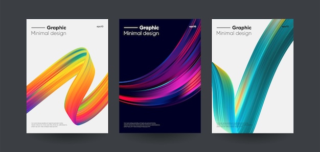 Modern brochure covers with Colorful 3d shapes Vector illustration