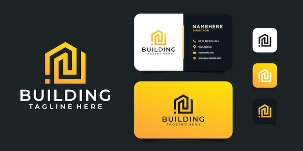 Modern building architecture logo and business card design