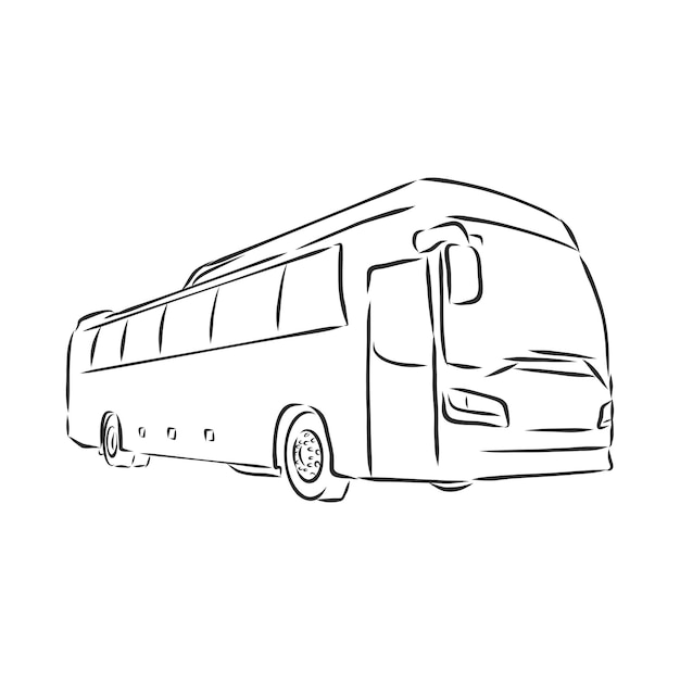 Modern bus symbol, outlined vector icon. bus vector sketch illustration