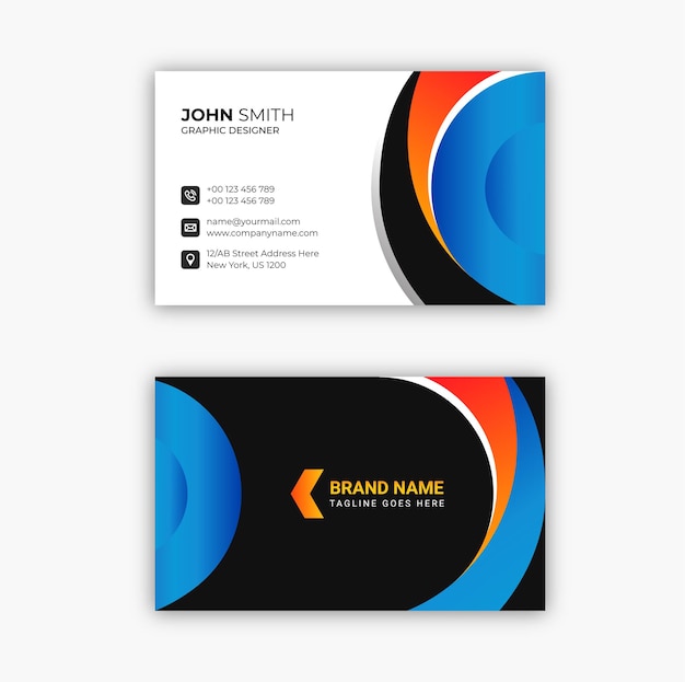 Modern business card black and blue elegant professional Premium Vector