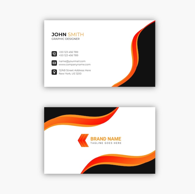 Modern business card black and orange elegant professional Premium Vector