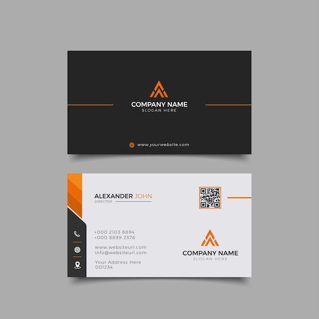 Modern Business Card Black and Orange elegant Professional