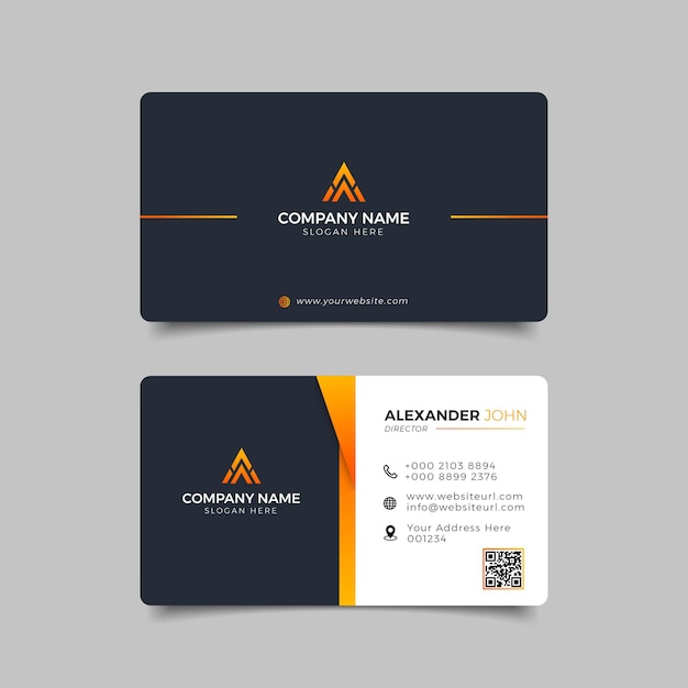 Modern Business Card Black and Orange Elegant Professional