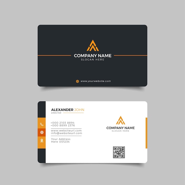 Modern Business Card Black and Orange Elegant Professional