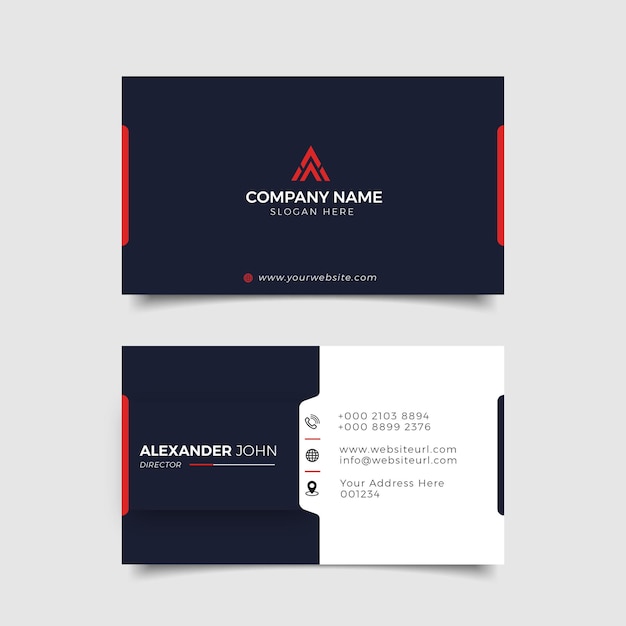 Modern business card black and Reed Corporate Professional