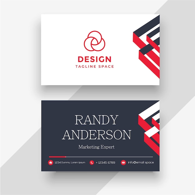 Modern Business Card Design with white and red color