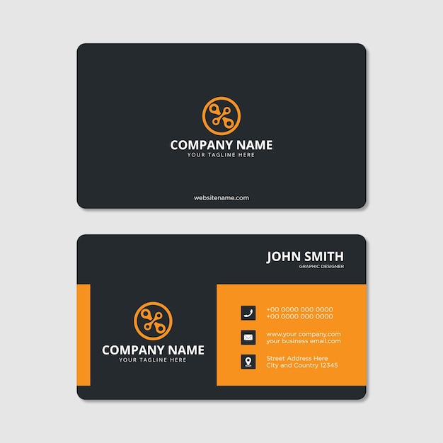 Modern business card orange and black elegant professional