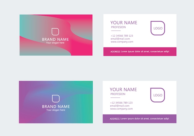 Modern business card template colorful green gradient set