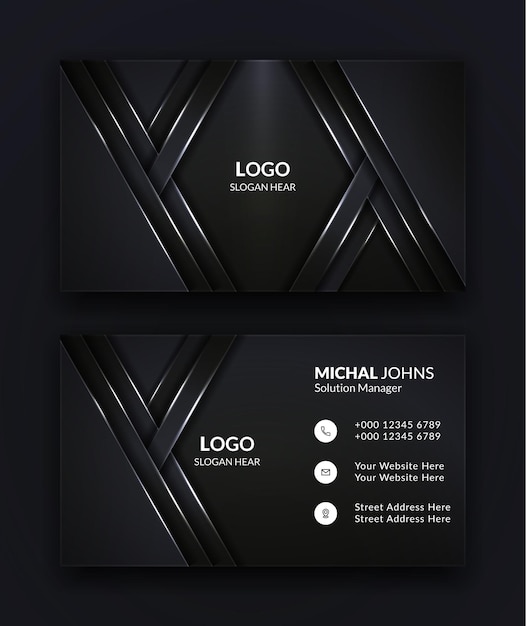 Vector modern business card template design in black color.