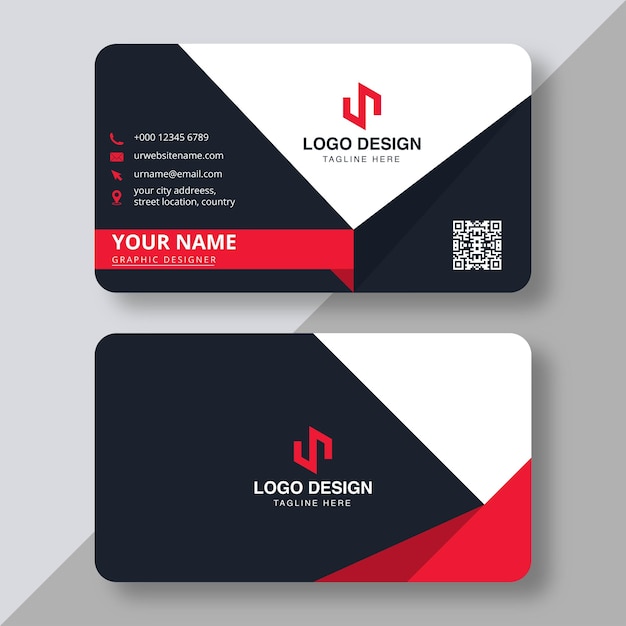 Modern business card template red black colors Flat design vector