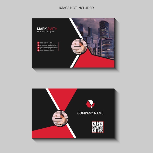 Modern business card template red black colors