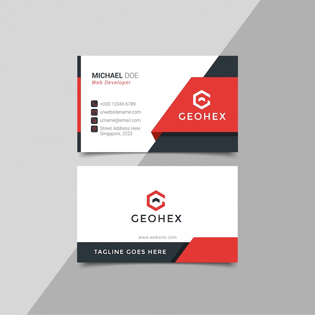 Modern business card template red black colors