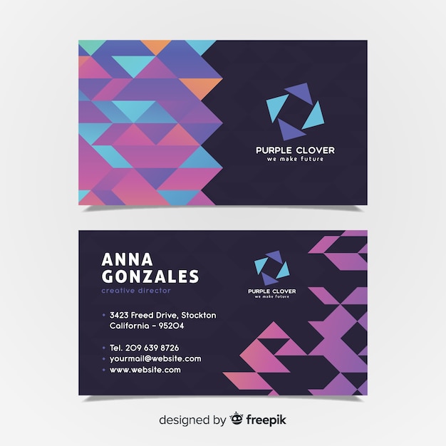 Modern business card template with geometric shapes