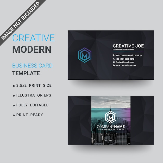 Modern business card template with low poly background