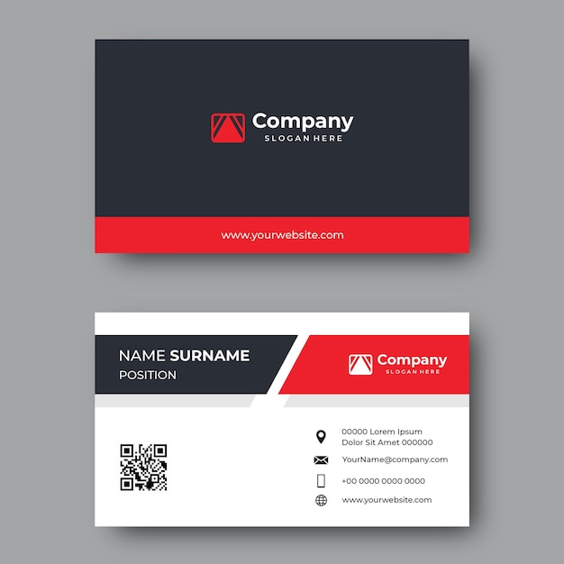 Modern business card white and red elegant professional