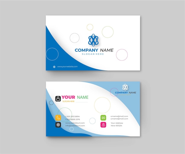 Modern business card with blue elements