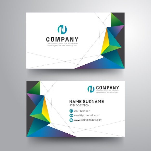 Modern business card with colorful triangle