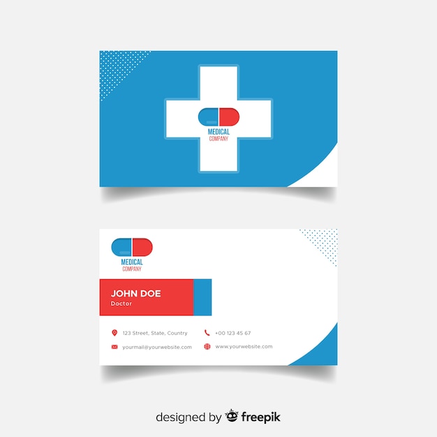 Vector modern business card with medical concept