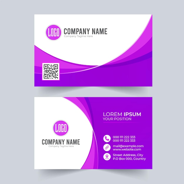 Modern Business Card with Purple Abstract Curve Design