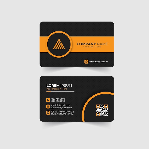 Modern Business Cards Orange and Black Round Corners - Ready to Print