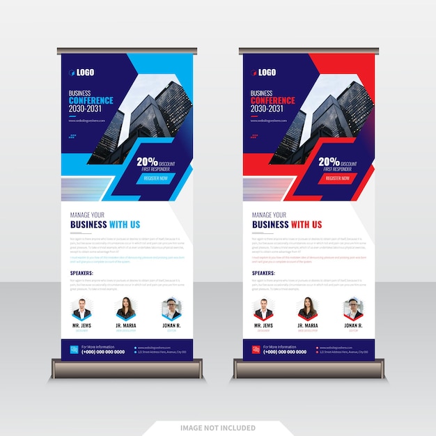 Modern Business Conference Roll Up Banner Design Premium Vector