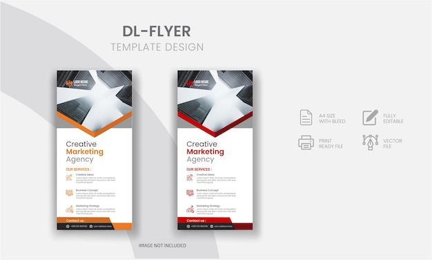 Modern Business corporate dl flyer or rack card template design multipurpose use with creative shape